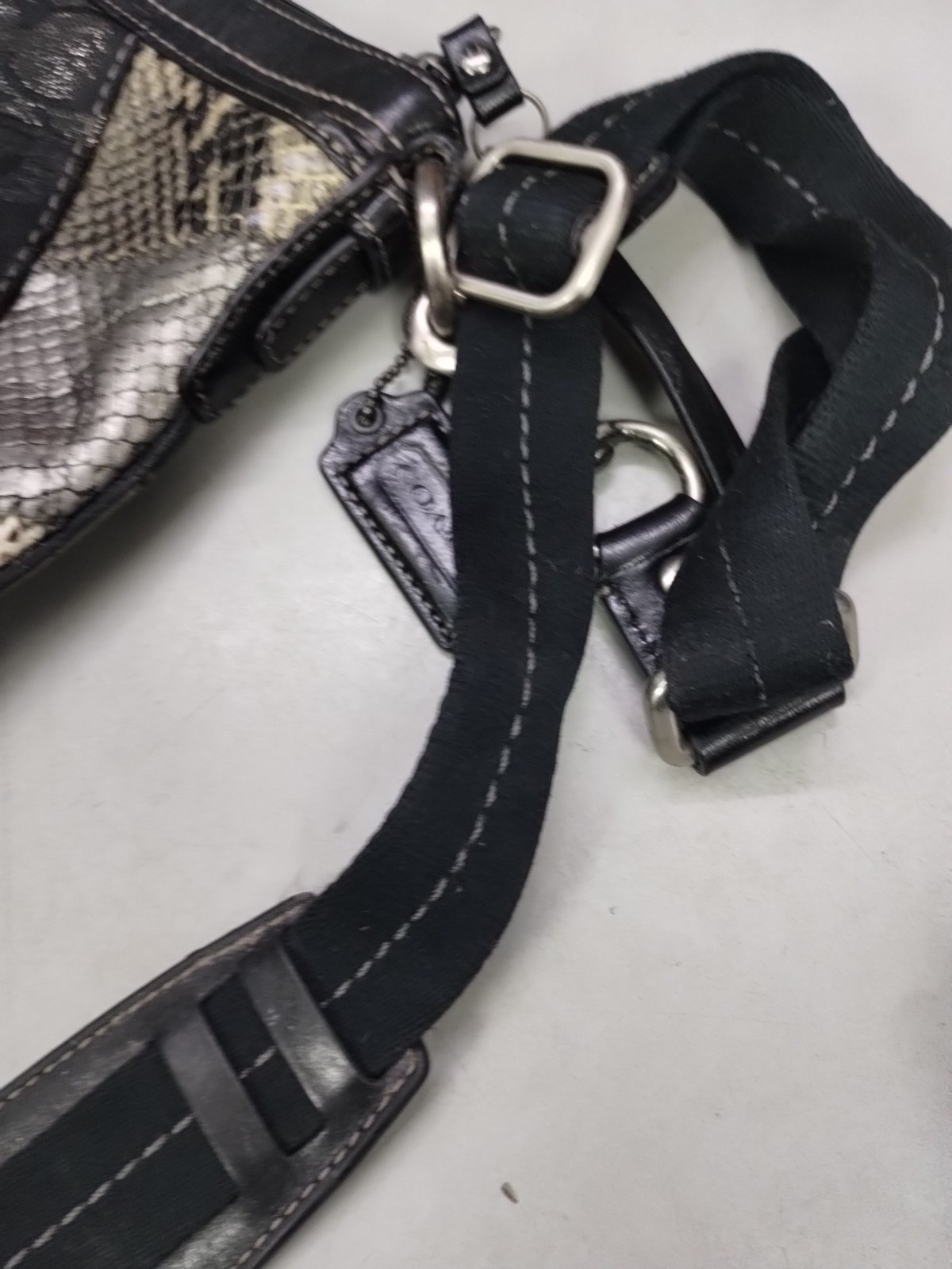 Coach Patchwork Signature Black Gray Leather Canv… - image 15