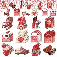 Pcs Valentine's Day Tree Ornaments Wooden Red Pink Valentine 36 Lovely