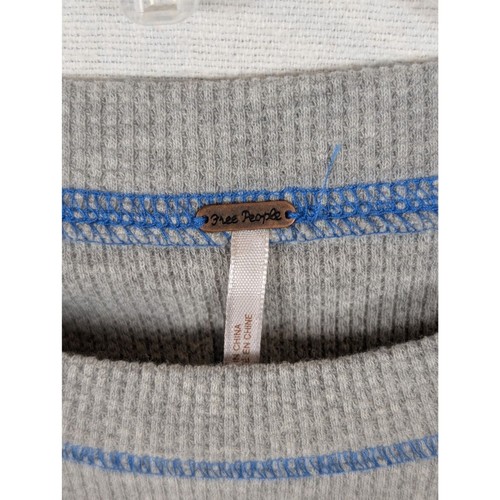 Free People Thermal Style Zip Cuff Shirt Gray Women's Size Large - Picture 12 of 13