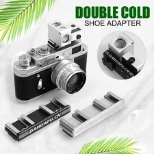For SLR Camera Aluminum Double Cold Shoe Adapter One to Two Camera Coldshoe Fit
