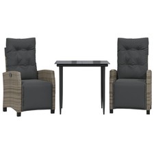 Patio Dining Set with Cushions Outdoor Garden Furniture Gray Poly Rattan vidaXL