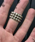 Vintage Sterling Silver Ball Stud Wide Band Ring Signed Mexico 925 Sz 6½-7 Heavy
