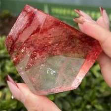 0.4LB 2.7" Red Fire Quartz Crystal Freeform Mineral Specimen Healing+stand