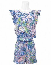 Lilly Pulitzer Women's Size xs Pink Blue floral Sleeveless Romper
