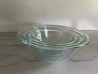 Pyrex Clear Glass Blue Tint Nesting Mixing Bowls #322 323 325  USA - Set of 3