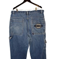 Vtg Y2K FUBU L Collection Big Logo Patch Baggy Denim Carpenter Jeans Mens 42x33