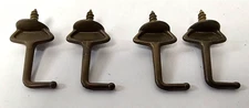 Lot 4 Vintage  Shoulder Curtain Tie Back Screw Hooks  1-3/4" Aged Brass L Shape