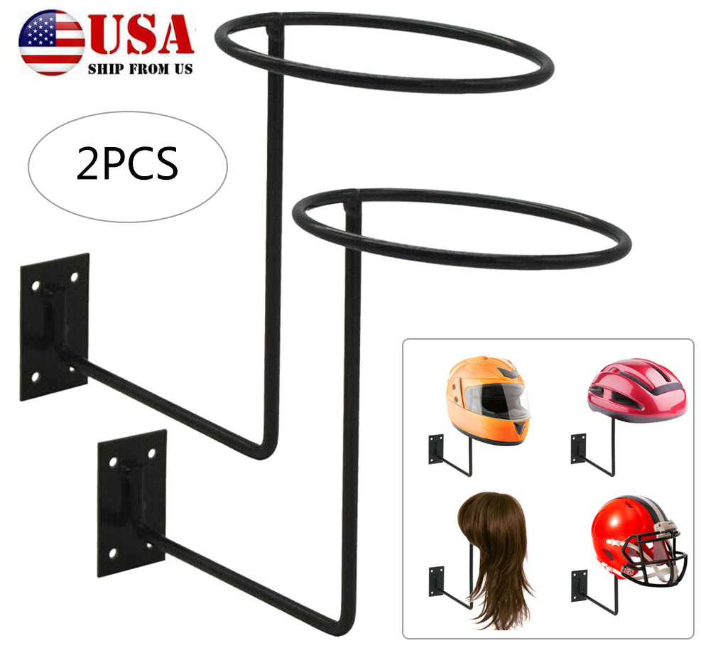 USA 2x Motorcycle Helmet Rack Holder Hook Jacket Bag Wall Mount Hanger Universal