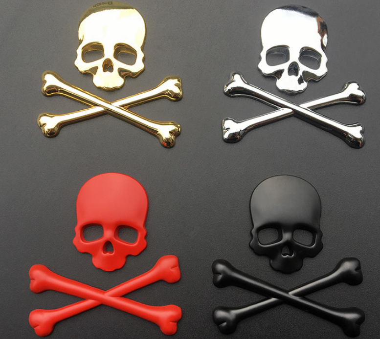 Find Chrome Vehicle Skull Demon Iron Metal Cross Bone Logo Emblem Badge Decal Sticker In CN, China - Foto 3