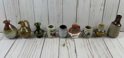 Vintage miniature pottery, lot of nine, Variety Of Jugs,Vases And Pitchers