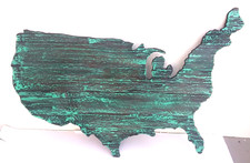 United States Turquoise Green Wood Wall Hanging 30" x 21" by DelMarq