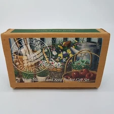 Longaberger Basil and Chives Herb Marker Gift Set Pottery Tie Ons/Wrought Iron