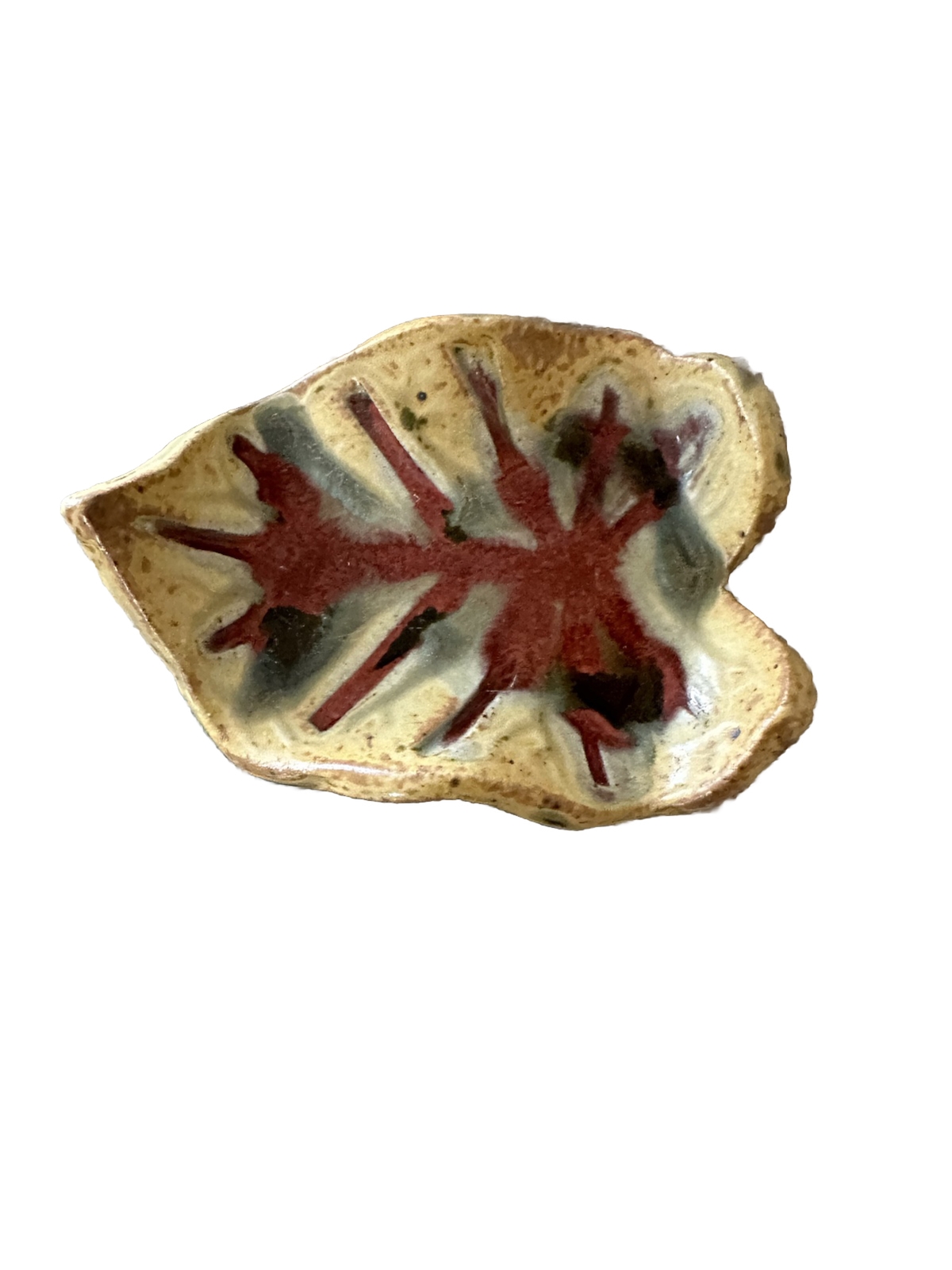 Paul Ray Studio Art Pottery Signed Small Handmade Leaf Plate  6