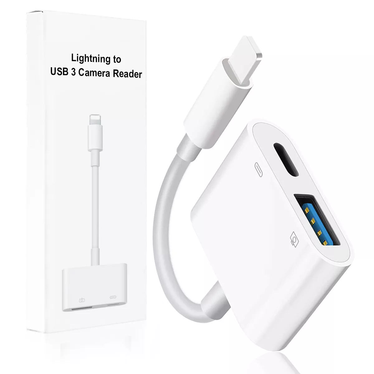  Apple Lightning to USB Camera Adapter, USB 3.0 OTG Cable for  iPhone/iPad to Connect Card Reader, USB Flash Drive, U Disk, Keyboard,  Mouse, Hubs, MIDI, Plug & Play (White) : Electronics