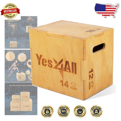 Durable 3-in-1 Wooden Plyo Box - 450 lbs Weight Capacity for Intense Workouts