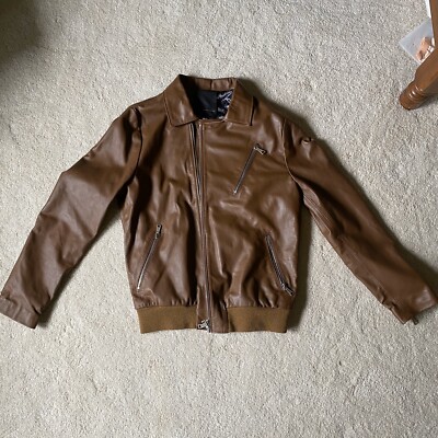 alessandro dell acqua Brown Leather Motorcycle Jacket m | eBay UK