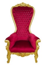 Barocksessel Sessel Rot Gold Armlehne Thron Majestätisch König Royal XXL Gigant
