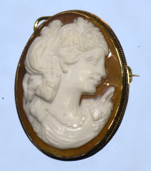 SOLID  18K Gold  Mediterranean Conch  Shell Cameo… - image 4
