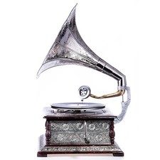 Nostalgie Grammophon Gramophone Schellackplatten Trichter Grammofon Antik-Stil