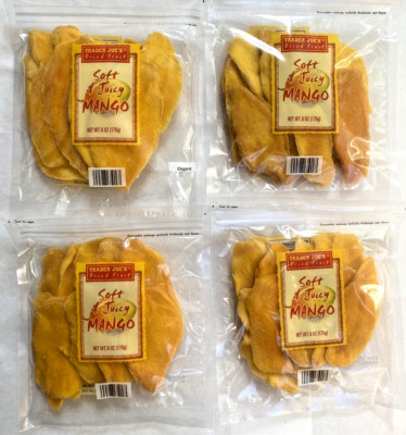4 PACKS Trader Joe's Dried Fruit Soft & Juicy Mango 6 oz Each Pack