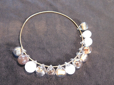 Vtg OOAK Necklace Multi Glass Bubbles w Metal Slivers inside Choker Artist Made