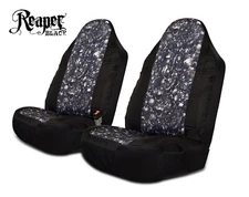 UNIVERSAL FIT REAPER SKULL CAMO FRONT SEAT COVERS for a pair of Bucket Seats 