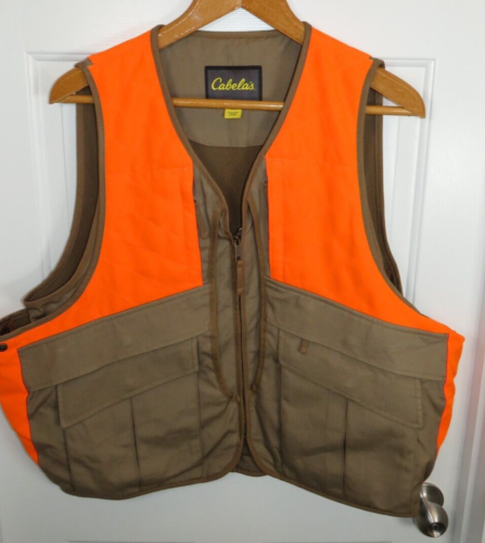 Cabela's Cargo Hunting Vest Mens Medium Brown Orange High Vis Blaze Game Shootin - Photo 1 sur 6