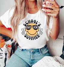 Funny Smiley Schools Out For Summer Shirt Last Day Of School Tee Teacher Summer