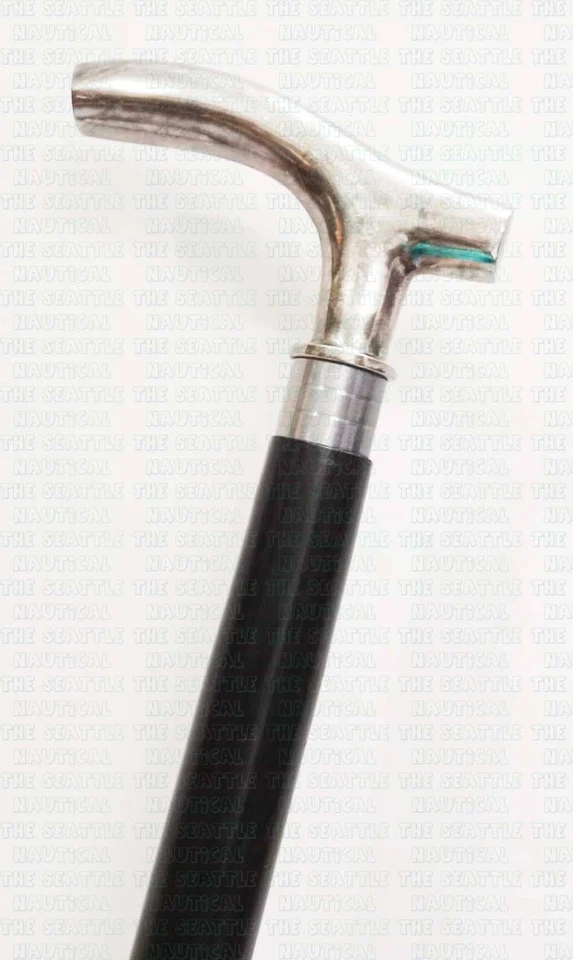 Designer Walking Cane Vintage Wooden Walking Stick Silver Brass Derby Handle Can Foto 4 de 4