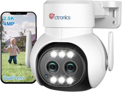 Ctronics 690C-4MPWD - 2.5K 4MP Überwachungskamera Aussen mit Dual-Objektiv 2.4/