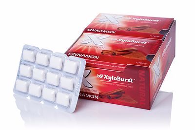 Xyloburst Xylitol All-Natural Aspartame-Free Gum Cinnamon Blister Pack 12 Cards