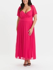 Size 26 Pink Bolero Wrap Bodice Maxi Dress, Scarlett & Jo,NEW