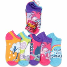 Trolls Princess Poppy Kids Girl 5 Pack No-Shows Socks Size 6-8.5 Shoes 7.5 - 3.5