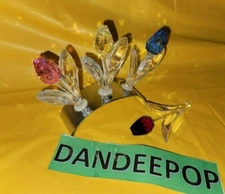 Swarovski Crystal 4 Tulips Flowers 4 Piece In Silver Holder SCS Renewal Figurine