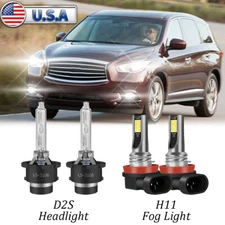 For Infiniti JX35 2013 - Front HID Headlights High/Low Beam + Fog Light 4× Bulbs