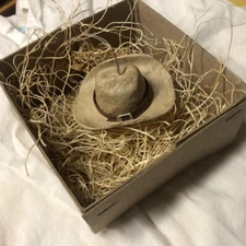 New Dresden Paper Western Cowboy Hat w Band n Buckle Ornament Tree Decoration