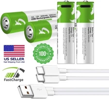 4Pcs USB AA Lithium ion li-ion Rechargeable Battery 1.5V 2600 mWh 1h Fast Charge