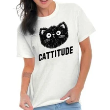 Cattitude Cat Portrait Cat Mom Mama Gym Gift Womens Graphic Crewneck T Shirt Tee