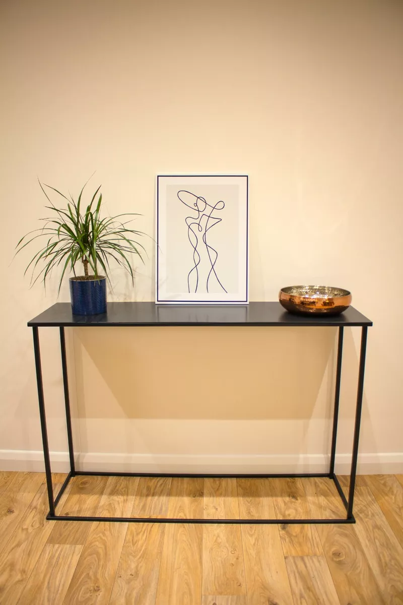 Contemporary Metal Console Table Black Grey. For Hallway Lounge Dining Room