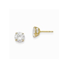 14k Yellow Gold 6mm Round CZ Basket Set Stud Earrings Madi K Childrens Jewelry