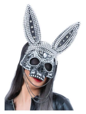 Häschen Maske Punk Rocker Schmuck Kostüm Halloween Skeleotn Maske Damen - Bild 1 von 2