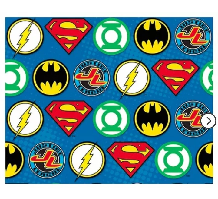 6 rolls wrapping paper hallmark justice league  bundle with cut lines on revers - Image 3 of 3