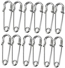 Large Safety Pins, Large Safety Pins Heavy Duty for Clothes, 12 Pack Pins 