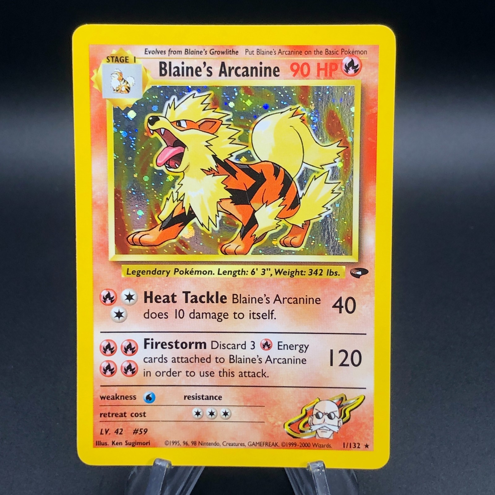 Pokemon Blaine's Arcanine 1/132 Gym Challenge - Holo Rare - NM Vintage WotC