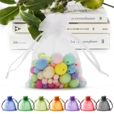 50 Pack White Organza Bags 3x4 Inch, Small Mesh Gift Bags Drawstring Favor Bag