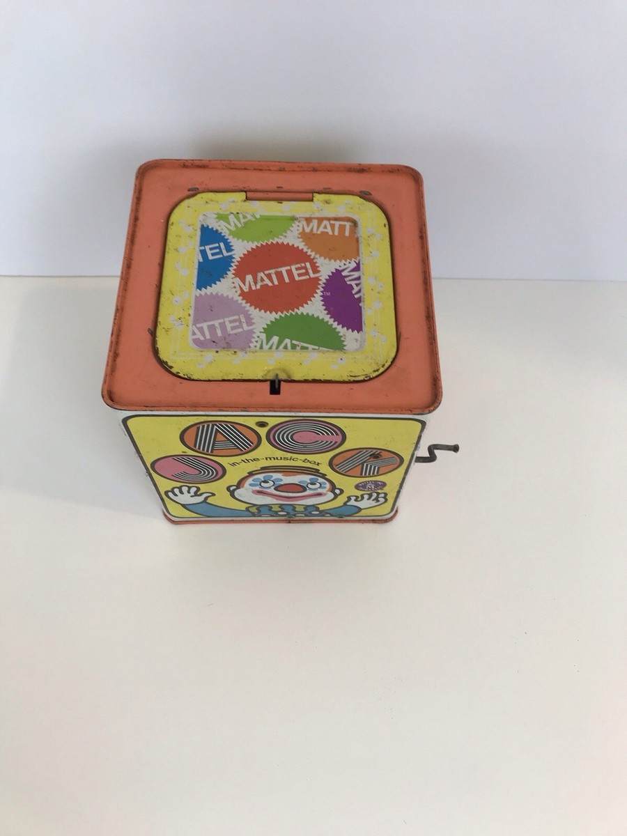 【1968 USA vintage】MATTEL びっくり箱　トラ　おもちゃ Vintage 1968 Tin Mattel Clown Jack in the Box Toy Wind Up