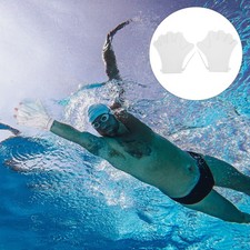 1 Pair Durable Swim Gloves Silicone Adjustable Swimming Webbed Gloves White