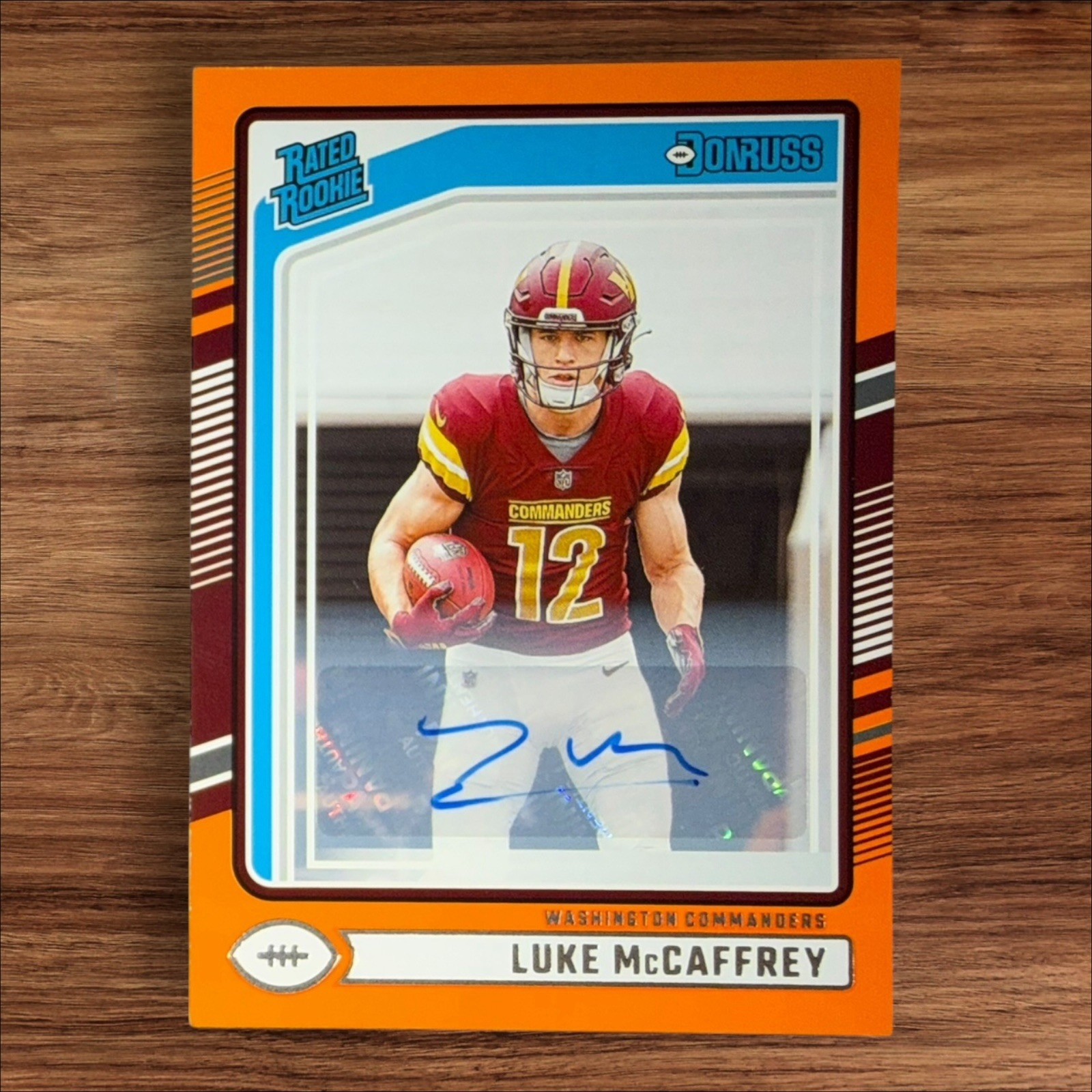 2024 Panini Donruss - Rated Rookie Luke McCaffrey #302 Orange Autographs Auto
