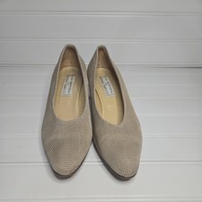 Vintage Pale Taupe VIA SPIGA Woven Fabric Low Heel Pumps 8.5 ITALY Neiman Marcus