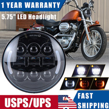 LED Motorcycle Headlight 5.75" Harley Dyna Softail Night Rod Iron 883 Black lamp